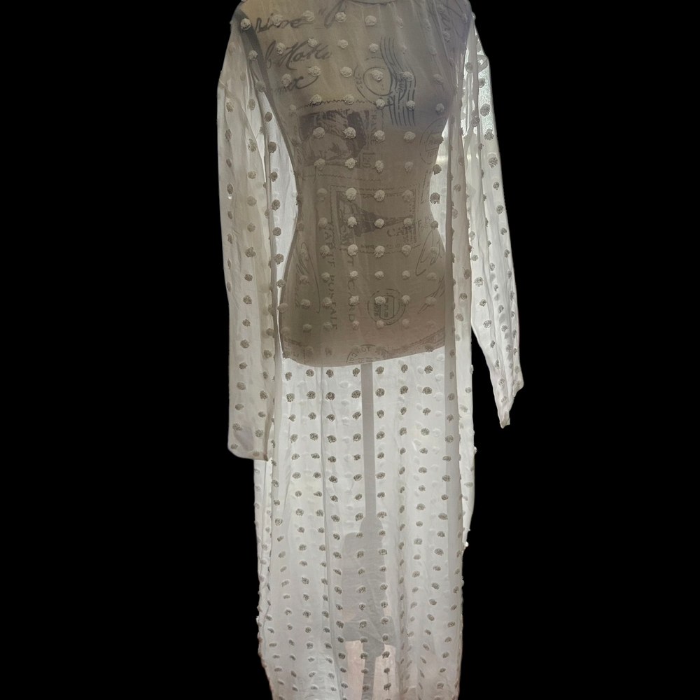 Elegant Sheer White Polka Dot Dress